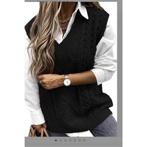 Over size cable stitch vest